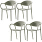 Contemporary Chairs Dining Arm Open Back Plastic Side Chair for Kitchen Green 4 Piece Set Clearhalo ' kitchen&dining_furn' 'Dining Chairs' 'Dining Tables & Seating' 'dining_chair' 'furn' 'furn_dining_chair' 'Furniture' 'furniture_dining_chair' 'Kitchen & Dining Furniture' 'kitchen' 4600735