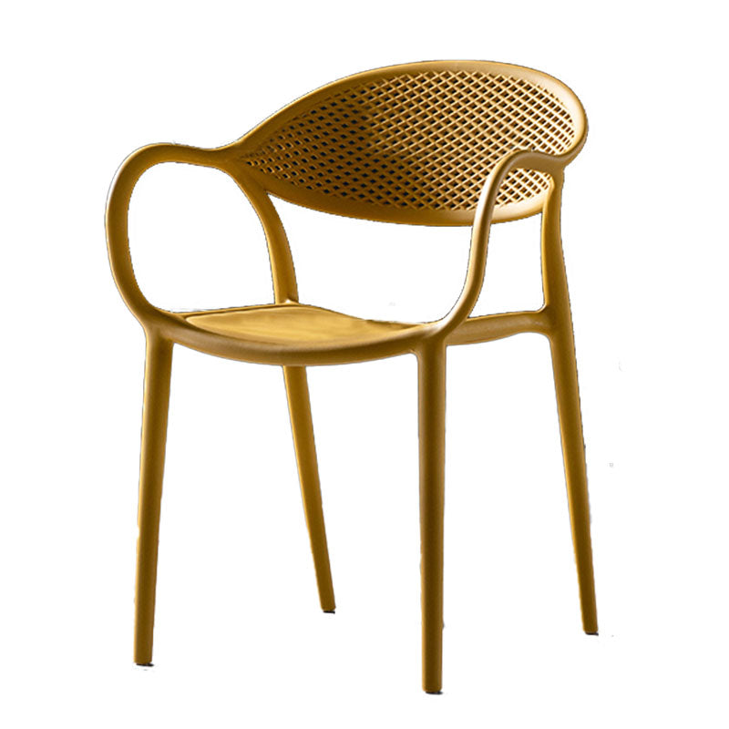 Contemporary Chairs Dining Arm Open Back Plastic Side Chair for Kitchen Yellow 1 Piece Clearhalo ' kitchen&dining_furn' 'Dining Chairs' 'Dining Tables & Seating' 'dining_chair' 'furn' 'furn_dining_chair' 'Furniture' 'furniture_dining_chair' 'Kitchen & Dining Furniture' 'kitchen' 4600737
