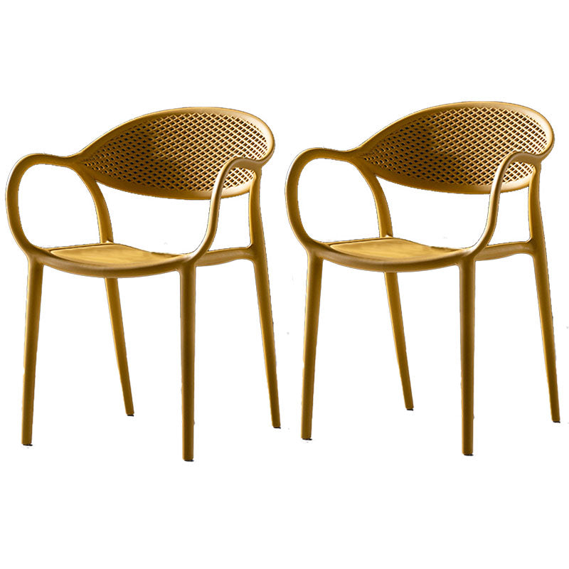 Contemporary Chairs Dining Arm Open Back Plastic Side Chair for Kitchen Yellow 2 Piece Set Clearhalo ' kitchen&dining_furn' 'Dining Chairs' 'Dining Tables & Seating' 'dining_chair' 'furn' 'furn_dining_chair' 'Furniture' 'furniture_dining_chair' 'Kitchen & Dining Furniture' 'kitchen' 4600739