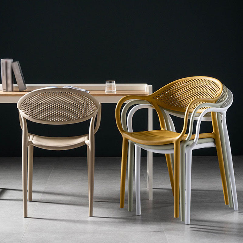 Contemporary Chairs Dining Arm Open Back Plastic Side Chair for Kitchen Clearhalo ' kitchen&dining_furn' 'Dining Chairs' 'Dining Tables & Seating' 'dining_chair' 'furn' 'furn_dining_chair' 'Furniture' 'furniture_dining_chair' 'Kitchen & Dining Furniture' 'kitchen' 4600740