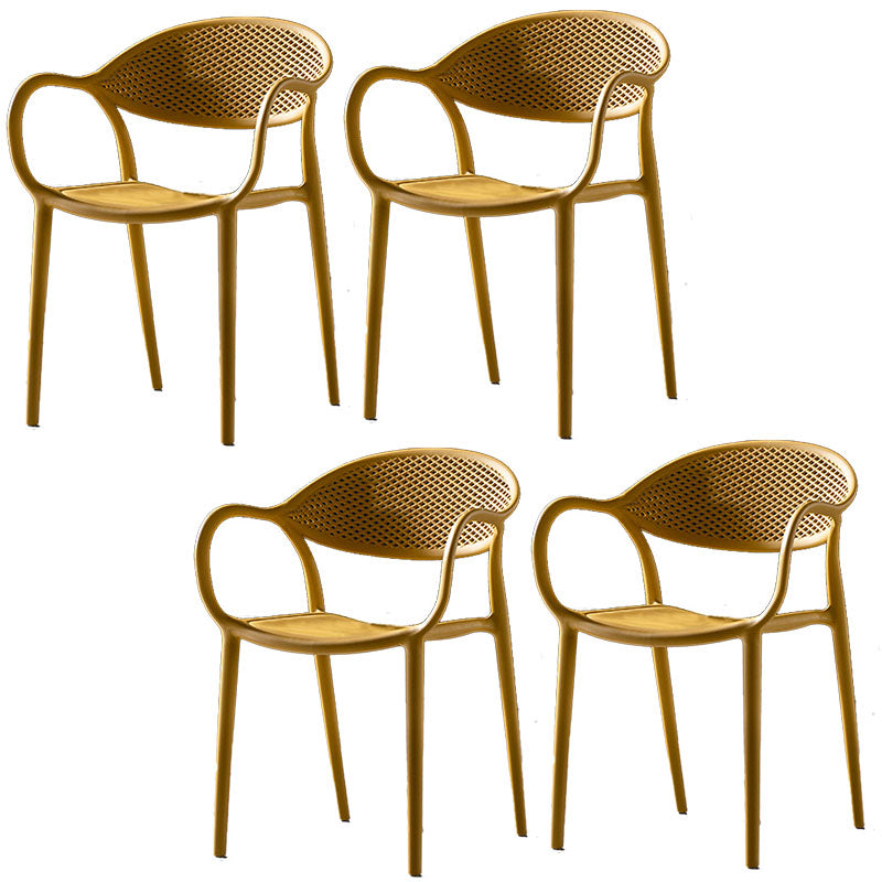 Contemporary Chairs Dining Arm Open Back Plastic Side Chair for Kitchen Yellow 4 Piece Set Clearhalo ' kitchen&dining_furn' 'Dining Chairs' 'Dining Tables & Seating' 'dining_chair' 'furn' 'furn_dining_chair' 'Furniture' 'furniture_dining_chair' 'Kitchen & Dining Furniture' 'kitchen' 4600741
