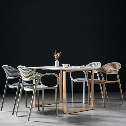 Contemporary Chairs Dining Arm Open Back Plastic Side Chair for Kitchen Clearhalo ' kitchen&dining_furn' 'Dining Chairs' 'Dining Tables & Seating' 'dining_chair' 'furn' 'furn_dining_chair' 'Furniture' 'furniture_dining_chair' 'Kitchen & Dining Furniture' 'kitchen' 4600742