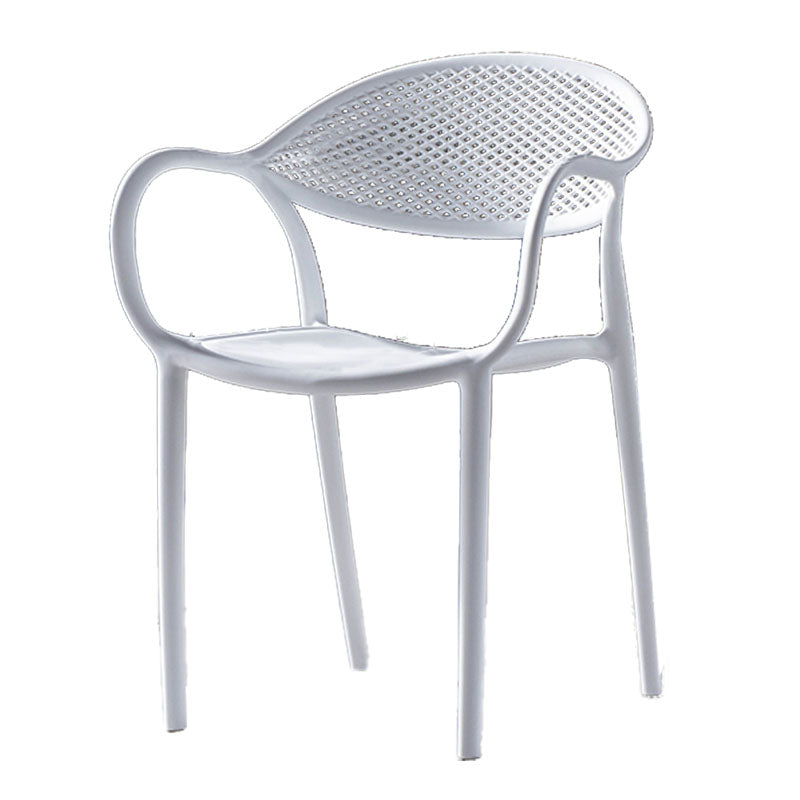 Contemporary Chairs Dining Arm Open Back Plastic Side Chair for Kitchen White 1 Piece Clearhalo ' kitchen&dining_furn' 'Dining Chairs' 'Dining Tables & Seating' 'dining_chair' 'furn' 'furn_dining_chair' 'Furniture' 'furniture_dining_chair' 'Kitchen & Dining Furniture' 'kitchen' 4600743