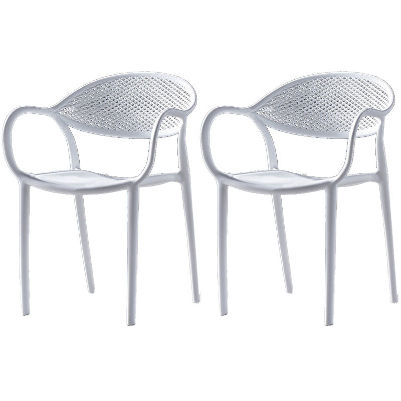 Contemporary Chairs Dining Arm Open Back Plastic Side Chair for Kitchen White 2 Piece Set Clearhalo ' kitchen&dining_furn' 'Dining Chairs' 'Dining Tables & Seating' 'dining_chair' 'furn' 'furn_dining_chair' 'Furniture' 'furniture_dining_chair' 'Kitchen & Dining Furniture' 'kitchen' 4600745