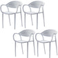 Contemporary Chairs Dining Arm Open Back Plastic Side Chair for Kitchen White 4 Piece Set Clearhalo ' kitchen&dining_furn' 'Dining Chairs' 'Dining Tables & Seating' 'dining_chair' 'furn' 'furn_dining_chair' 'Furniture' 'furniture_dining_chair' 'Kitchen & Dining Furniture' 'kitchen' 4600746