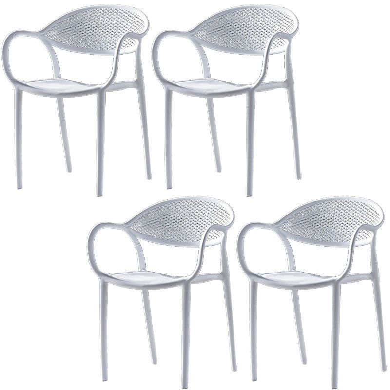 Contemporary Chairs Dining Arm Open Back Plastic Side Chair for Kitchen White 4 Piece Set Clearhalo ' kitchen&dining_furn' 'Dining Chairs' 'Dining Tables & Seating' 'dining_chair' 'furn' 'furn_dining_chair' 'Furniture' 'furniture_dining_chair' 'Kitchen & Dining Furniture' 'kitchen' 4600746