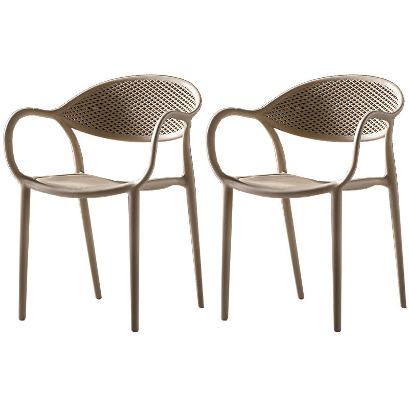 Contemporary Chairs Dining Arm Open Back Plastic Side Chair for Kitchen Khaki 2 Piece Set Clearhalo ' kitchen&dining_furn' 'Dining Chairs' 'Dining Tables & Seating' 'dining_chair' 'furn' 'furn_dining_chair' 'Furniture' 'furniture_dining_chair' 'Kitchen & Dining Furniture' 'kitchen' 4600748