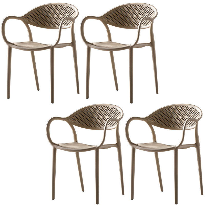 Contemporary Chairs Dining Arm Open Back Plastic Side Chair for Kitchen Khaki 4 Piece Set Clearhalo ' kitchen&dining_furn' 'Dining Chairs' 'Dining Tables & Seating' 'dining_chair' 'furn' 'furn_dining_chair' 'Furniture' 'furniture_dining_chair' 'Kitchen & Dining Furniture' 'kitchen' 4600749