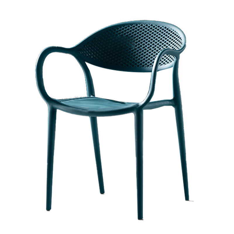 Contemporary Chairs Dining Arm Open Back Plastic Side Chair for Kitchen Blue 1 Piece Clearhalo ' kitchen&dining_furn' 'Dining Chairs' 'Dining Tables & Seating' 'dining_chair' 'furn' 'furn_dining_chair' 'Furniture' 'furniture_dining_chair' 'Kitchen & Dining Furniture' 'kitchen' 4600750