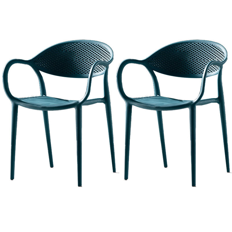 Contemporary Chairs Dining Arm Open Back Plastic Side Chair for Kitchen Blue 2 Piece Set Clearhalo ' kitchen&dining_furn' 'Dining Chairs' 'Dining Tables & Seating' 'dining_chair' 'furn' 'furn_dining_chair' 'Furniture' 'furniture_dining_chair' 'Kitchen & Dining Furniture' 'kitchen' 4600751