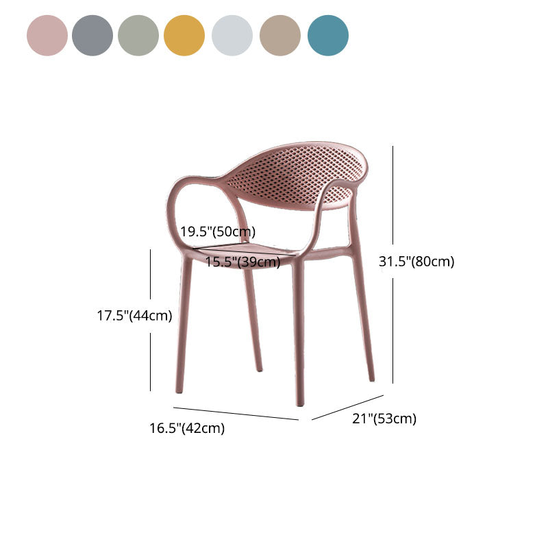 Contemporary Chairs Dining Arm Open Back Plastic Side Chair for Kitchen Clearhalo ' kitchen&dining_furn' 'Dining Chairs' 'Dining Tables & Seating' 'dining_chair' 'furn' 'furn_dining_chair' 'Furniture' 'furniture_dining_chair' 'Kitchen & Dining Furniture' 'kitchen' 4600753
