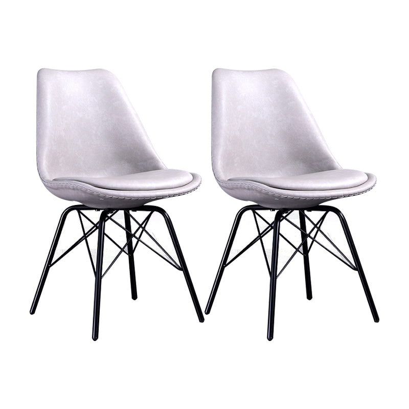 Contemporary Style Chairs Dining Armless Side Chair with Metal Legs for Kitchen Light Gray Set of 2 Clearhalo ' kitchen&dining_furn' 'Dining Chairs' 'Dining Tables & Seating' 'dining_chair' 'Furniture' 'furniture_dining_chair' 'Kitchen & Dining Furniture' 'kitchen' 4600757