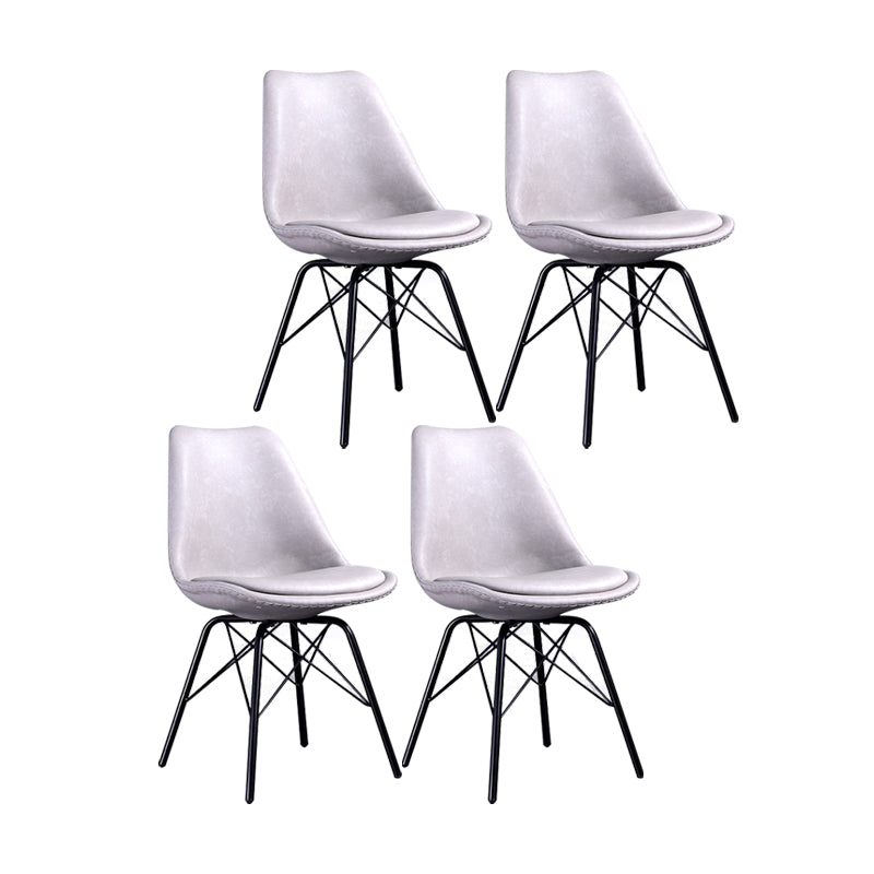 Contemporary Style Chairs Dining Armless Side Chair with Metal Legs for Kitchen Light Gray Set of 4 Clearhalo ' kitchen&dining_furn' 'Dining Chairs' 'Dining Tables & Seating' 'dining_chair' 'Furniture' 'furniture_dining_chair' 'Kitchen & Dining Furniture' 'kitchen' 4600758