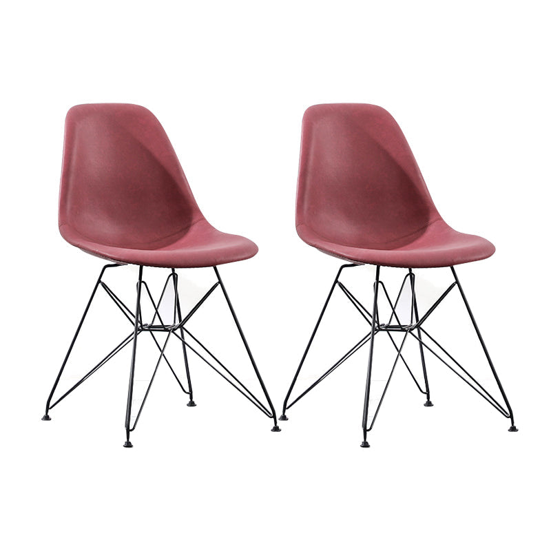 Contemporary Style Chairs Dining Armless Side Chair with Metal Legs for Kitchen Red Set of 2 Clearhalo ' kitchen&dining_furn' 'Dining Chairs' 'Dining Tables & Seating' 'dining_chair' 'Furniture' 'furniture_dining_chair' 'Kitchen & Dining Furniture' 'kitchen' 4600762