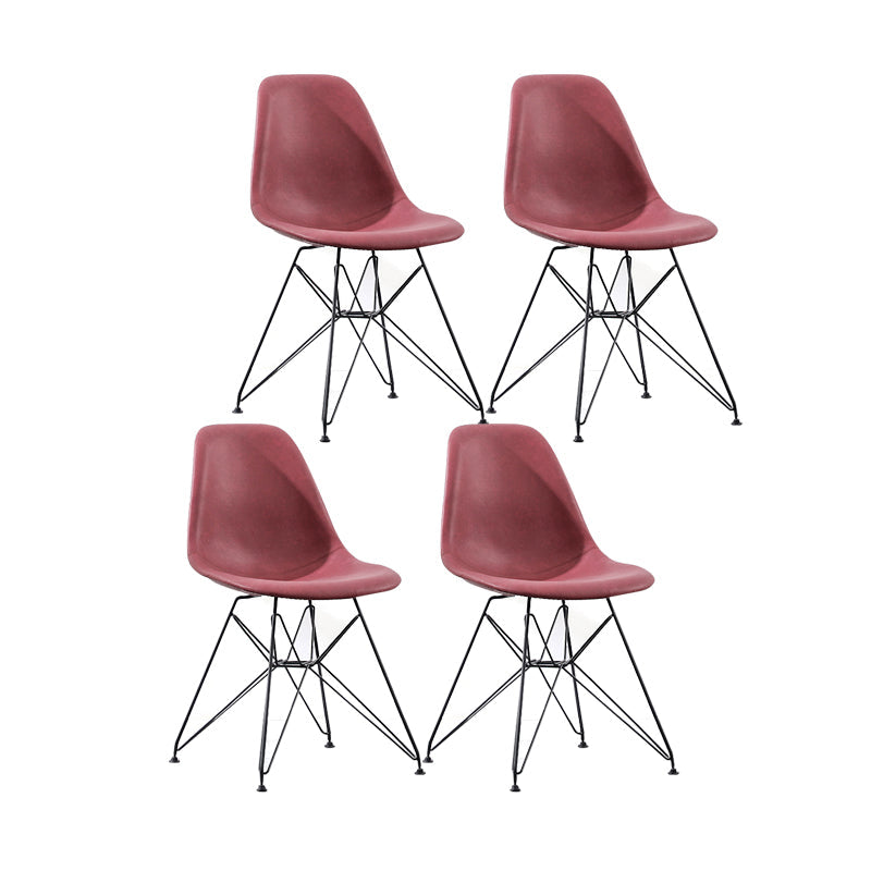 Contemporary Style Chairs Dining Armless Side Chair with Metal Legs for Kitchen Red Set of 4 Clearhalo ' kitchen&dining_furn' 'Dining Chairs' 'Dining Tables & Seating' 'dining_chair' 'Furniture' 'furniture_dining_chair' 'Kitchen & Dining Furniture' 'kitchen' 4600764