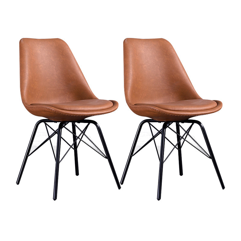 Contemporary Style Chairs Dining Armless Side Chair with Metal Legs for Kitchen Brown Set of 2 Clearhalo ' kitchen&dining_furn' 'Dining Chairs' 'Dining Tables & Seating' 'dining_chair' 'Furniture' 'furniture_dining_chair' 'Kitchen & Dining Furniture' 'kitchen' 4600768