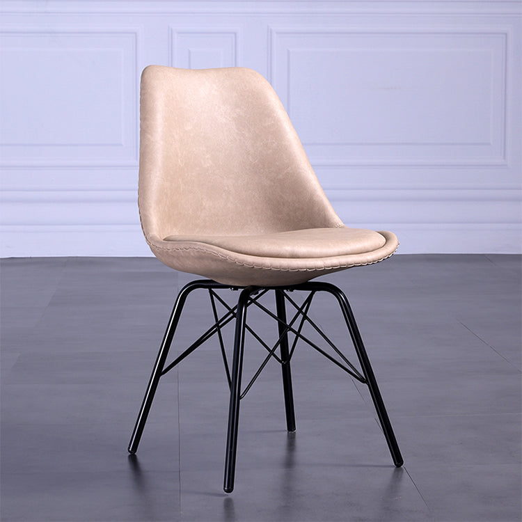 Contemporary Style Chairs Dining Armless Side Chair with Metal Legs for Kitchen Beige 1 Piece Clearhalo ' kitchen&dining_furn' 'Dining Chairs' 'Dining Tables & Seating' 'dining_chair' 'Furniture' 'furniture_dining_chair' 'Kitchen & Dining Furniture' 'kitchen' 4600772