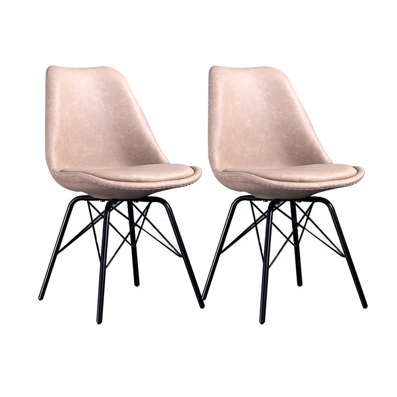 Contemporary Style Chairs Dining Armless Side Chair with Metal Legs for Kitchen Beige Set of 2 Clearhalo ' kitchen&dining_furn' 'Dining Chairs' 'Dining Tables & Seating' 'dining_chair' 'Furniture' 'furniture_dining_chair' 'Kitchen & Dining Furniture' 'kitchen' 4600773