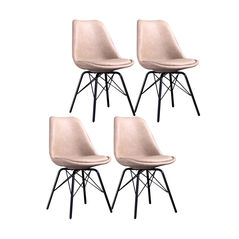 Contemporary Style Chairs Dining Armless Side Chair with Metal Legs for Kitchen Beige Set of 4 Clearhalo ' kitchen&dining_furn' 'Dining Chairs' 'Dining Tables & Seating' 'dining_chair' 'Furniture' 'furniture_dining_chair' 'Kitchen & Dining Furniture' 'kitchen' 4600774