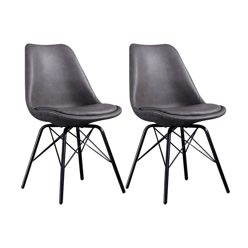 Contemporary Style Chairs Dining Armless Side Chair with Metal Legs for Kitchen Black-Gray Set of 2 Clearhalo ' kitchen&dining_furn' 'Dining Chairs' 'Dining Tables & Seating' 'dining_chair' 'Furniture' 'furniture_dining_chair' 'Kitchen & Dining Furniture' 'kitchen' 4600776