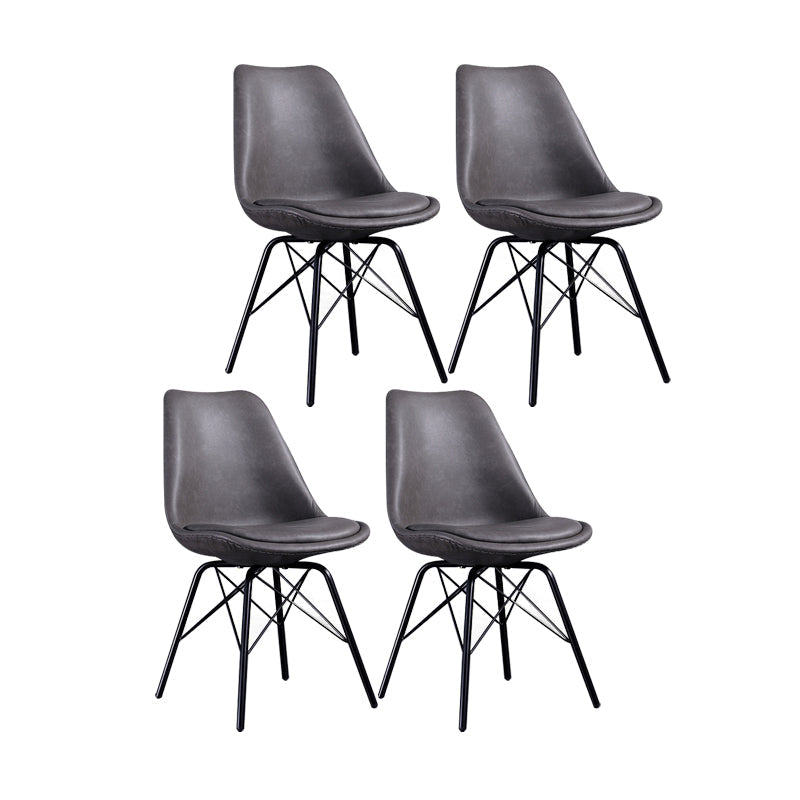 Contemporary Style Chairs Dining Armless Side Chair with Metal Legs for Kitchen Black-Gray Set of 4 Clearhalo ' kitchen&dining_furn' 'Dining Chairs' 'Dining Tables & Seating' 'dining_chair' 'Furniture' 'furniture_dining_chair' 'Kitchen & Dining Furniture' 'kitchen' 4600777