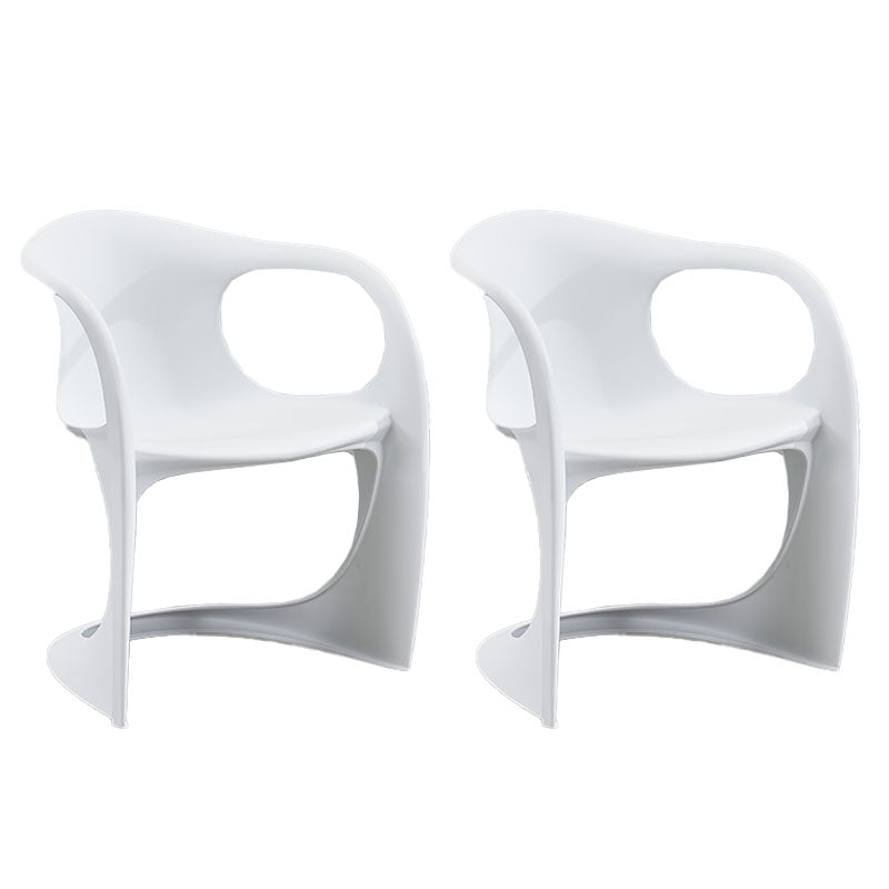 Scandinavian Plastic Dining Arm Chairs Solid Back Chair for Home White 2 Piece Set Clearhalo ' kitchen&dining_furn' 'Dining Chairs' 'Dining Tables & Seating' 'dining_chair' 'furn' 'furn_dining_chair' 'Furniture' 'furniture_dining_chair' 'Kitchen & Dining Furniture' 'kitchen' 4600787