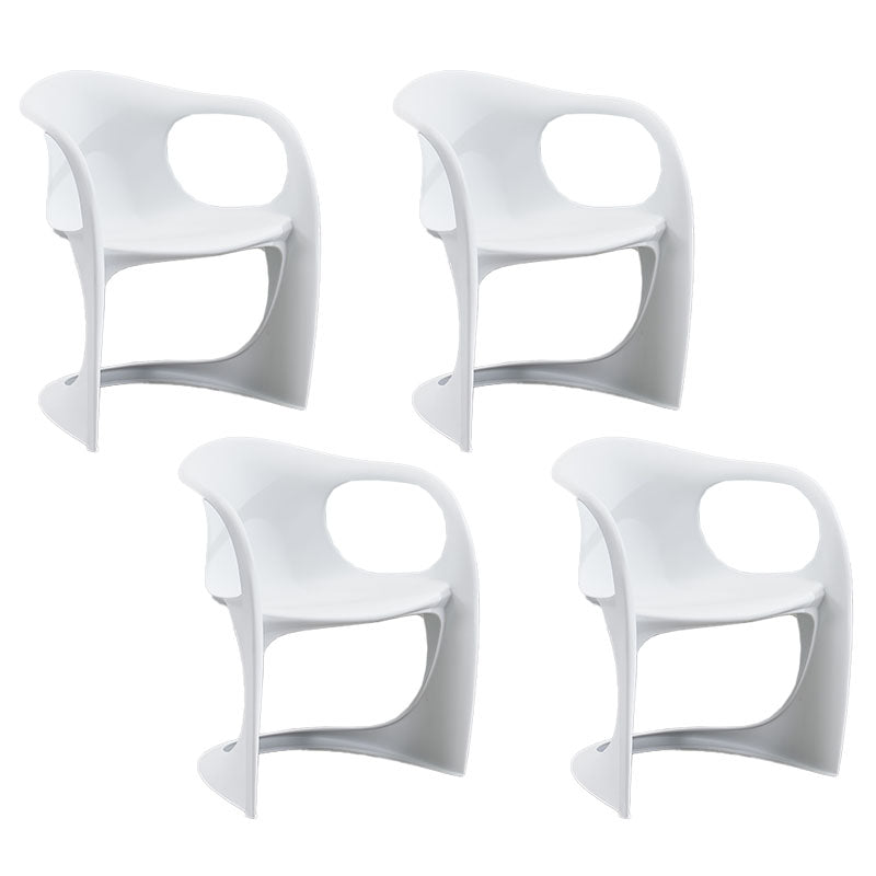 Scandinavian Plastic Dining Arm Chairs Solid Back Chair for Home White 4 Piece Set Clearhalo ' kitchen&dining_furn' 'Dining Chairs' 'Dining Tables & Seating' 'dining_chair' 'furn' 'furn_dining_chair' 'Furniture' 'furniture_dining_chair' 'Kitchen & Dining Furniture' 'kitchen' 4600789
