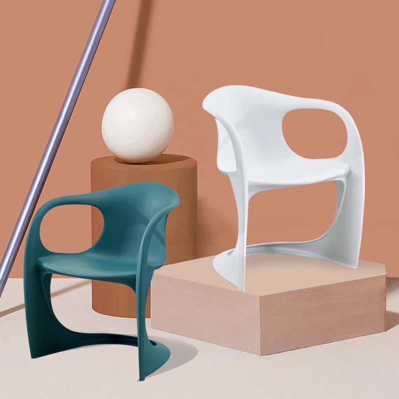 Scandinavian Plastic Dining Arm Chairs Solid Back Chair for Home Clearhalo ' kitchen&dining_furn' 'Dining Chairs' 'Dining Tables & Seating' 'dining_chair' 'furn' 'furn_dining_chair' 'Furniture' 'furniture_dining_chair' 'Kitchen & Dining Furniture' 'kitchen' 4600801