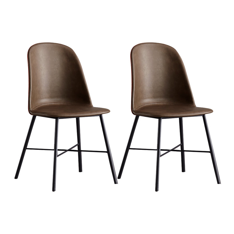 Contemporary Style Chair Dining Armless Side Chairs with Metal Legs for Kitchen Dark Khaki 2 Piece Set Clearhalo ' kitchen&dining_furn' 'Dining Chairs' 'Dining Tables & Seating' 'dining_chair' 'furn' 'furn_dining_chair' 'Furniture' 'furniture_dining_chair' 'Kitchen & Dining Furniture' 'kitchen' 4600812