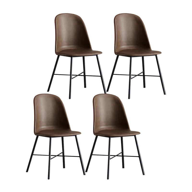 Contemporary Style Chair Dining Armless Side Chairs with Metal Legs for Kitchen Dark Khaki 4 Piece Set Clearhalo ' kitchen&dining_furn' 'Dining Chairs' 'Dining Tables & Seating' 'dining_chair' 'furn' 'furn_dining_chair' 'Furniture' 'furniture_dining_chair' 'Kitchen & Dining Furniture' 'kitchen' 4600814