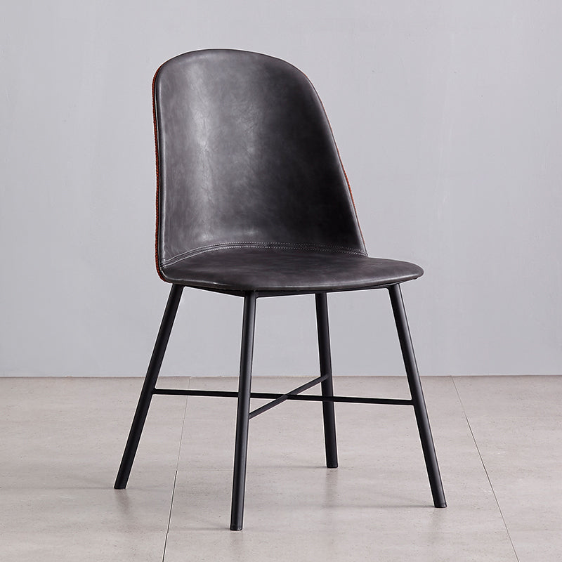 Contemporary Style Chair Dining Armless Side Chairs with Metal Legs for Kitchen Dark Gray-Black 1 Piece Clearhalo ' kitchen&dining_furn' 'Dining Chairs' 'Dining Tables & Seating' 'dining_chair' 'furn' 'furn_dining_chair' 'Furniture' 'furniture_dining_chair' 'Kitchen & Dining Furniture' 'kitchen' 4600816