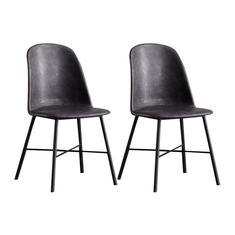Contemporary Style Chair Dining Armless Side Chairs with Metal Legs for Kitchen Dark Gray-Black 2 Piece Set Clearhalo ' kitchen&dining_furn' 'Dining Chairs' 'Dining Tables & Seating' 'dining_chair' 'furn' 'furn_dining_chair' 'Furniture' 'furniture_dining_chair' 'Kitchen & Dining Furniture' 'kitchen' 4600817