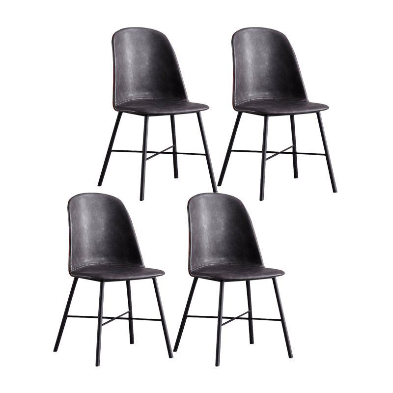 Contemporary Style Chair Dining Armless Side Chairs with Metal Legs for Kitchen Dark Gray-Black 4 Piece Set Clearhalo ' kitchen&dining_furn' 'Dining Chairs' 'Dining Tables & Seating' 'dining_chair' 'furn' 'furn_dining_chair' 'Furniture' 'furniture_dining_chair' 'Kitchen & Dining Furniture' 'kitchen' 4600819