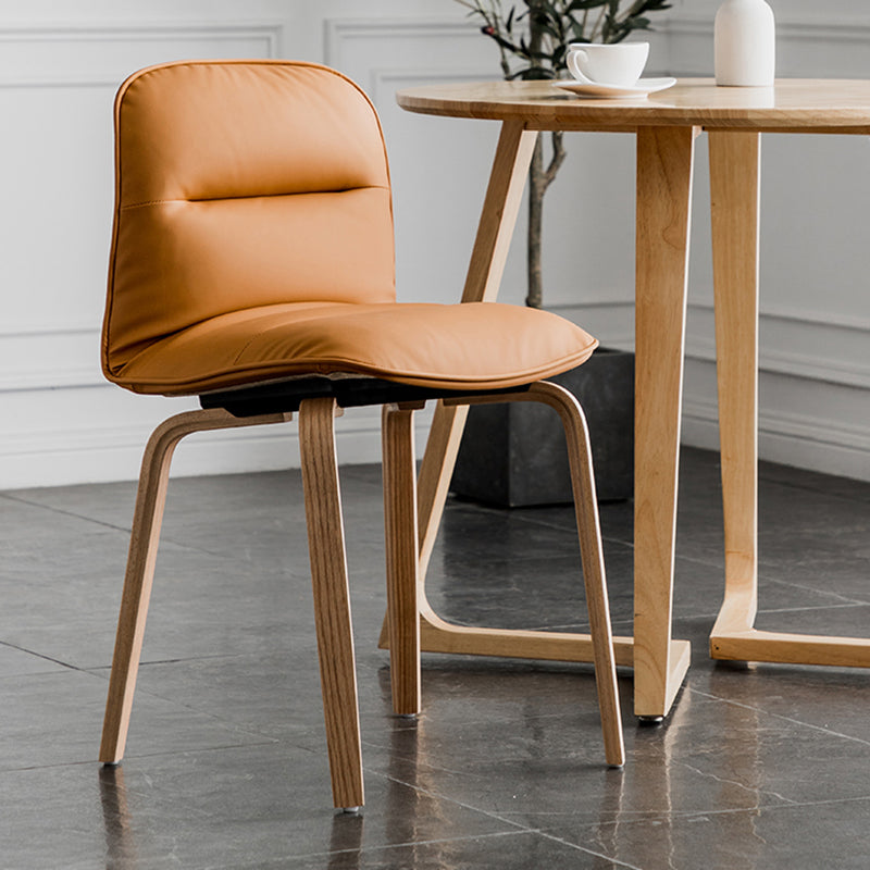 Scandinavian Faux Leather Dining Chairs Armless Solid Back Chair Clearhalo ' kitchen&dining_furn' 'Dining Chairs' 'Dining Tables & Seating' 'dining_chair' 'furn' 'furn_dining_chair' 'Furniture' 'furniture_dining_chair' 'Kitchen & Dining Furniture' 'kitchen' 4600830