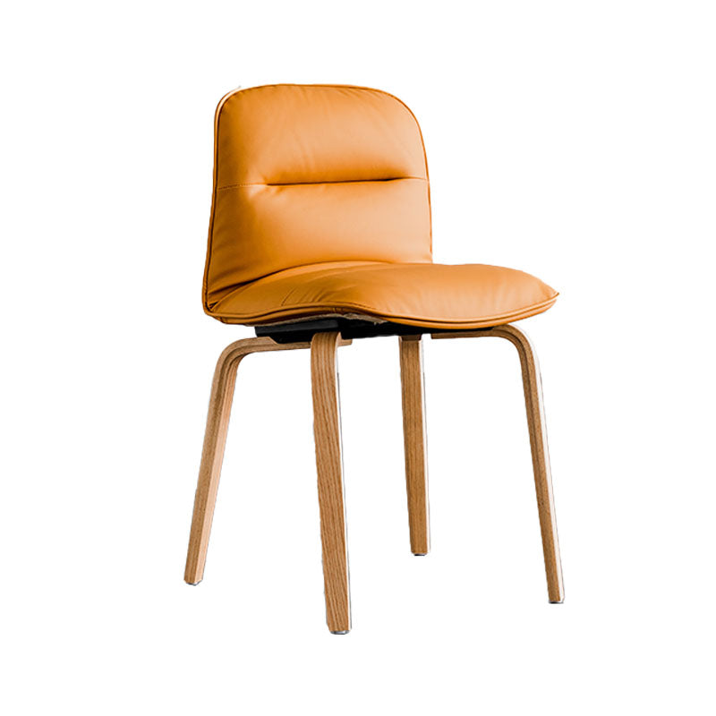 Scandinavian Faux Leather Dining Chairs Armless Solid Back Chair Brown 1 Piece Clearhalo ' kitchen&dining_furn' 'Dining Chairs' 'Dining Tables & Seating' 'dining_chair' 'furn' 'furn_dining_chair' 'Furniture' 'furniture_dining_chair' 'Kitchen & Dining Furniture' 'kitchen' 4600831