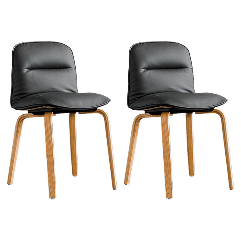 Scandinavian Faux Leather Dining Chairs Armless Solid Back Chair Dark Gray 2 Piece Set Clearhalo ' kitchen&dining_furn' 'Dining Chairs' 'Dining Tables & Seating' 'dining_chair' 'furn' 'furn_dining_chair' 'Furniture' 'furniture_dining_chair' 'Kitchen & Dining Furniture' 'kitchen' 4600839