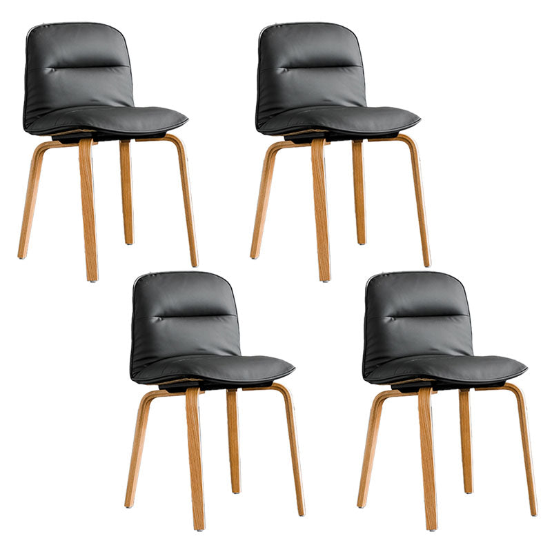 Scandinavian Faux Leather Dining Chairs Armless Solid Back Chair Dark Gray 4 Piece Set Clearhalo ' kitchen&dining_furn' 'Dining Chairs' 'Dining Tables & Seating' 'dining_chair' 'furn' 'furn_dining_chair' 'Furniture' 'furniture_dining_chair' 'Kitchen & Dining Furniture' 'kitchen' 4600841