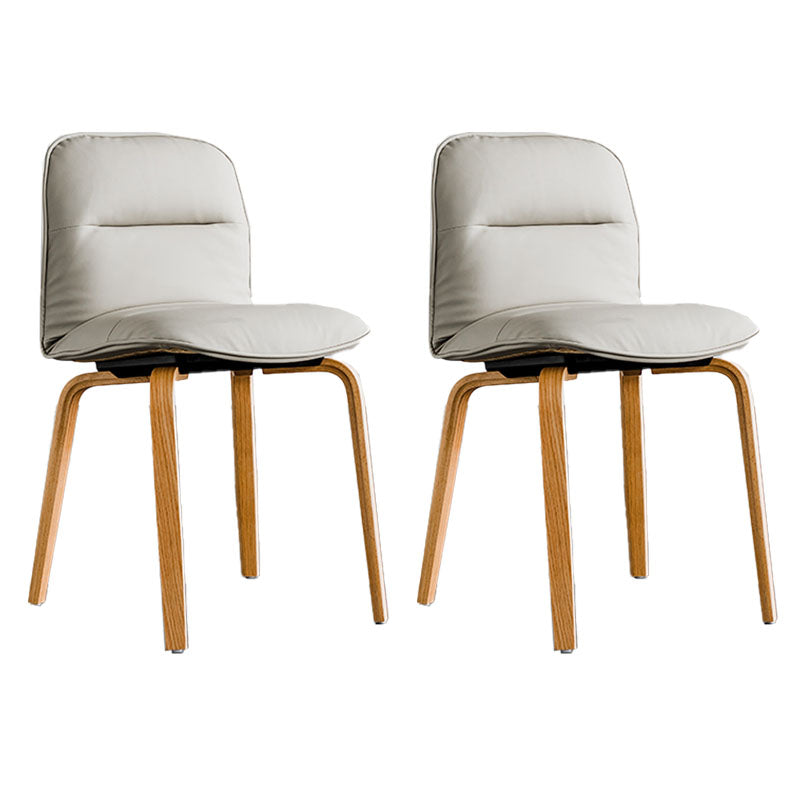 Scandinavian Faux Leather Dining Chairs Armless Solid Back Chair Light Gray 2 Piece Set Clearhalo ' kitchen&dining_furn' 'Dining Chairs' 'Dining Tables & Seating' 'dining_chair' 'furn' 'furn_dining_chair' 'Furniture' 'furniture_dining_chair' 'Kitchen & Dining Furniture' 'kitchen' 4600844