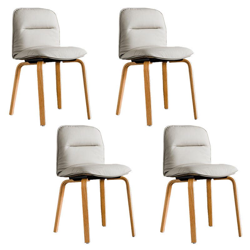 Scandinavian Faux Leather Dining Chairs Armless Solid Back Chair Light Gray 4 Piece Set Clearhalo ' kitchen&dining_furn' 'Dining Chairs' 'Dining Tables & Seating' 'dining_chair' 'furn' 'furn_dining_chair' 'Furniture' 'furniture_dining_chair' 'Kitchen & Dining Furniture' 'kitchen' 4600846