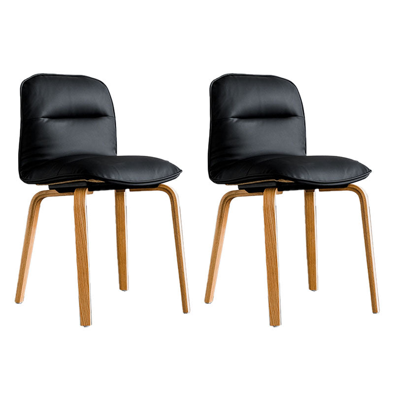 Scandinavian Faux Leather Dining Chairs Armless Solid Back Chair Black 2 Piece Set Clearhalo ' kitchen&dining_furn' 'Dining Chairs' 'Dining Tables & Seating' 'dining_chair' 'furn' 'furn_dining_chair' 'Furniture' 'furniture_dining_chair' 'Kitchen & Dining Furniture' 'kitchen' 4600849
