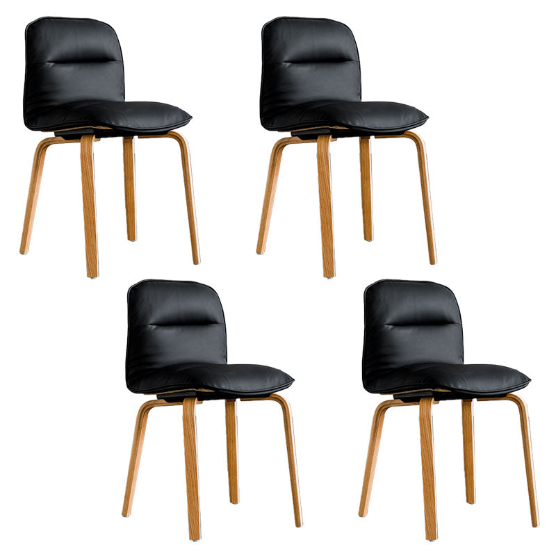 Scandinavian Faux Leather Dining Chairs Armless Solid Back Chair Black 4 Piece Set Clearhalo ' kitchen&dining_furn' 'Dining Chairs' 'Dining Tables & Seating' 'dining_chair' 'furn' 'furn_dining_chair' 'Furniture' 'furniture_dining_chair' 'Kitchen & Dining Furniture' 'kitchen' 4600850
