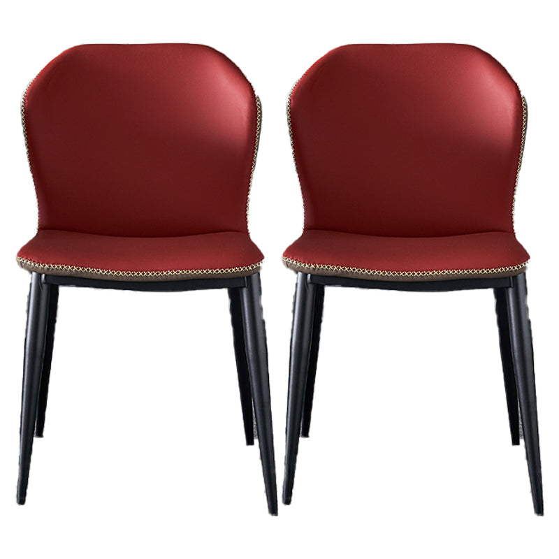 Contemporary Style Chair Dining Armless Wingback Side Chairs with Metal Legs for Kitchen Red 2 Piece Set Clearhalo ' kitchen&dining_furn' 'Dining Chairs' 'Dining Tables & Seating' 'dining_chair' 'furn' 'furn_dining_chair' 'Furniture' 'furniture_dining_chair' 'Kitchen & Dining Furniture' 'kitchen' 4600856