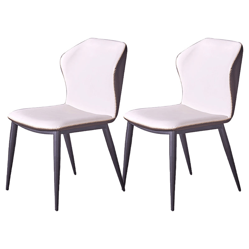 Contemporary Style Chair Dining Armless Wingback Side Chairs with Metal Legs for Kitchen White 2 Piece Set Clearhalo ' kitchen&dining_furn' 'Dining Chairs' 'Dining Tables & Seating' 'dining_chair' 'furn' 'furn_dining_chair' 'Furniture' 'furniture_dining_chair' 'Kitchen & Dining Furniture' 'kitchen' 4600860