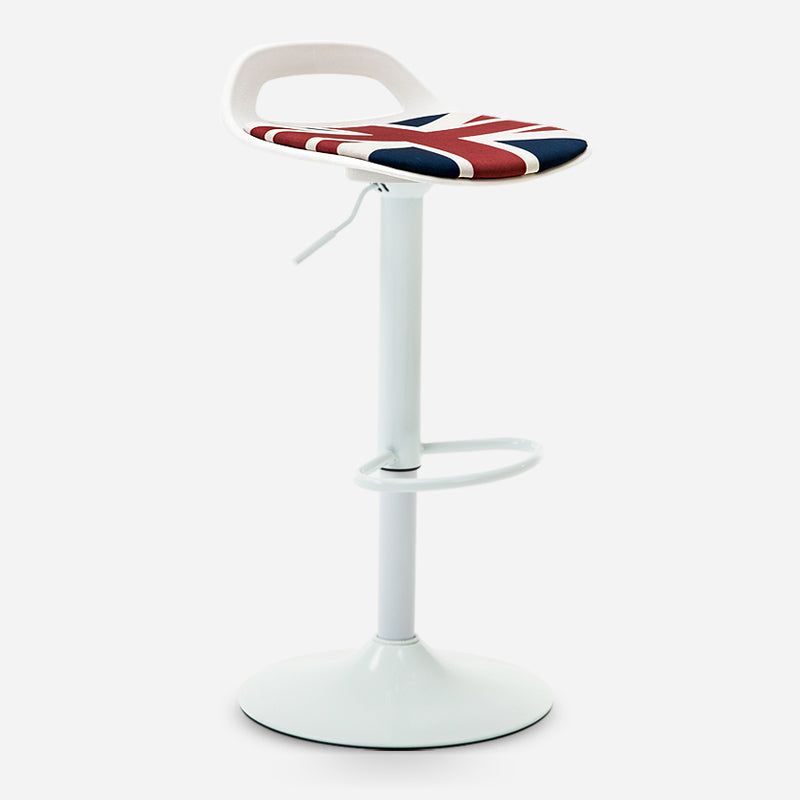 Industrial Style Bar Chair with Swivel Adjustable Height Metal Leg for Counter Bar Red-Blue White 1 Piece Clearhalo 'Bar Furniture' 'Bar Stools' 'bar_stools' 'furn' 'furn_bar_stools' 'furniture_bar_stools' 'Kitchen & Dining Furniture' 'kitchen&dining_furn' 'kitchen' 'kitchen_furn' Furniture' 4603018