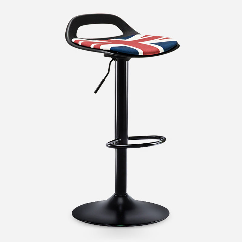 Industrial Style Bar Chair with Swivel Adjustable Height Metal Leg for Counter Bar Red-Blue Black 1 Piece Clearhalo 'Bar Furniture' 'Bar Stools' 'bar_stools' 'furn' 'furn_bar_stools' 'furniture_bar_stools' 'Kitchen & Dining Furniture' 'kitchen&dining_furn' 'kitchen' 'kitchen_furn' Furniture' 4603021