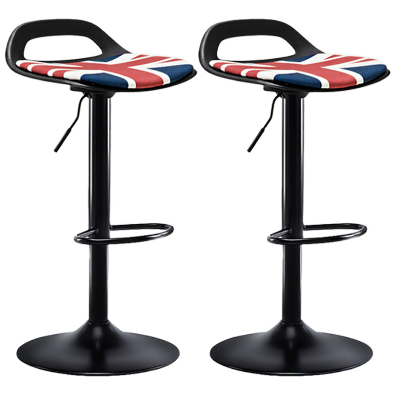 Industrial Style Bar Chair with Swivel Adjustable Height Metal Leg for Counter Bar Red-Blue Black 2 Piece Set Clearhalo 'Bar Furniture' 'Bar Stools' 'bar_stools' 'furn' 'furn_bar_stools' 'furniture_bar_stools' 'Kitchen & Dining Furniture' 'kitchen&dining_furn' 'kitchen' 'kitchen_furn' Furniture' 4603022