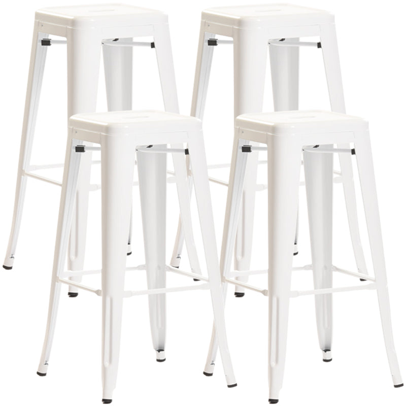 Industrial Style Metal Bar-stool Square Iron Seat Counter Stool for Kitchen Bar White Backless 4 Piece Set Clearhalo 'Bar Furniture' 'Bar Stools' 'bar_stools' 'furn' 'furn_bar_stools' 'furniture_bar_stools' 'Kitchen & Dining Furniture' 'kitchen&dining_furn' 'kitchen' 'kitchen_furn' Furniture' 4603028