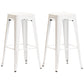 Industrial Style Metal Bar-stool Square Iron Seat Counter Stool for Kitchen Bar White Backless 2 Piece Set Clearhalo 'Bar Furniture' 'Bar Stools' 'bar_stools' 'furn' 'furn_bar_stools' 'furniture_bar_stools' 'Kitchen & Dining Furniture' 'kitchen&dining_furn' 'kitchen' 'kitchen_furn' Furniture' 4603032