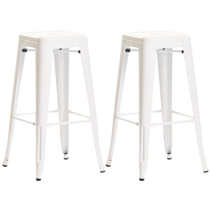 Industrial Style Metal Bar-stool Square Iron Seat Counter Stool for Kitchen Bar White Backless 2 Piece Set Clearhalo 'Bar Furniture' 'Bar Stools' 'bar_stools' 'furn' 'furn_bar_stools' 'furniture_bar_stools' 'Kitchen & Dining Furniture' 'kitchen&dining_furn' 'kitchen' 'kitchen_furn' Furniture' 4603032