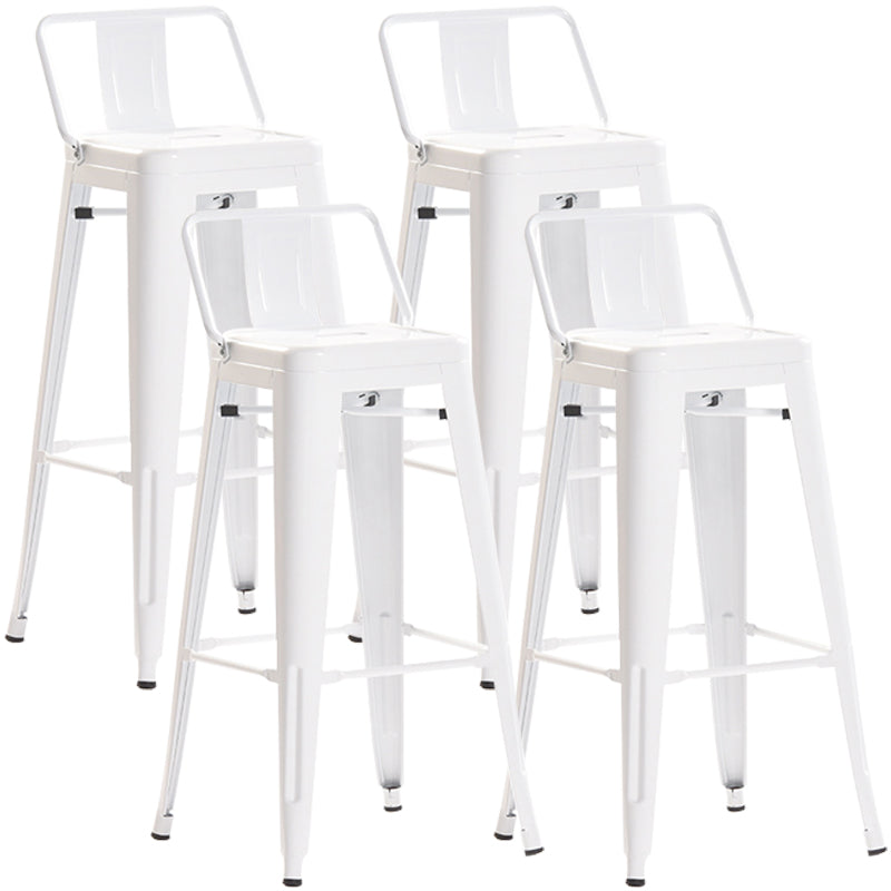Industrial Style Metal Bar-stool Square Iron Seat Counter Stool for Kitchen Bar White With Back 4 Piece Set Clearhalo 'Bar Furniture' 'Bar Stools' 'bar_stools' 'furn' 'furn_bar_stools' 'furniture_bar_stools' 'Kitchen & Dining Furniture' 'kitchen&dining_furn' 'kitchen' 'kitchen_furn' Furniture' 4603034